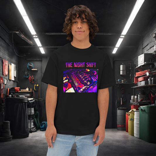 S50B32 Synthwave-Premium, Ultra Soft Unisex Oversized Boxy Tee Black Printify by The Night Shift Automotive Apparel