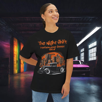 1930's Hot Rod Pick Up Urban Streets-Premium, Ultra Soft Unisex Oversized Boxy Tee Printify by The Night Shift Automotive Apparel