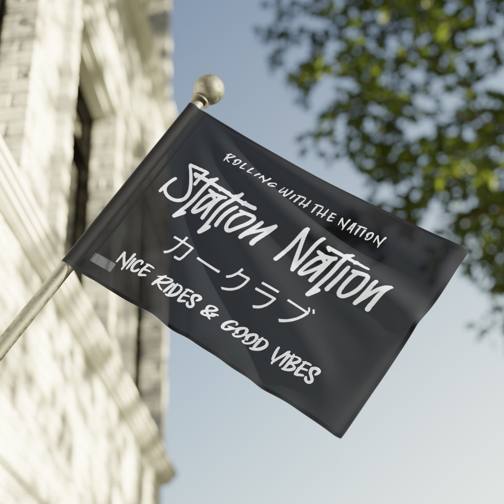 Station Nation-Rep Your Crew Flags 36" x 24" Printify by The Night Shift Automotive Apparel