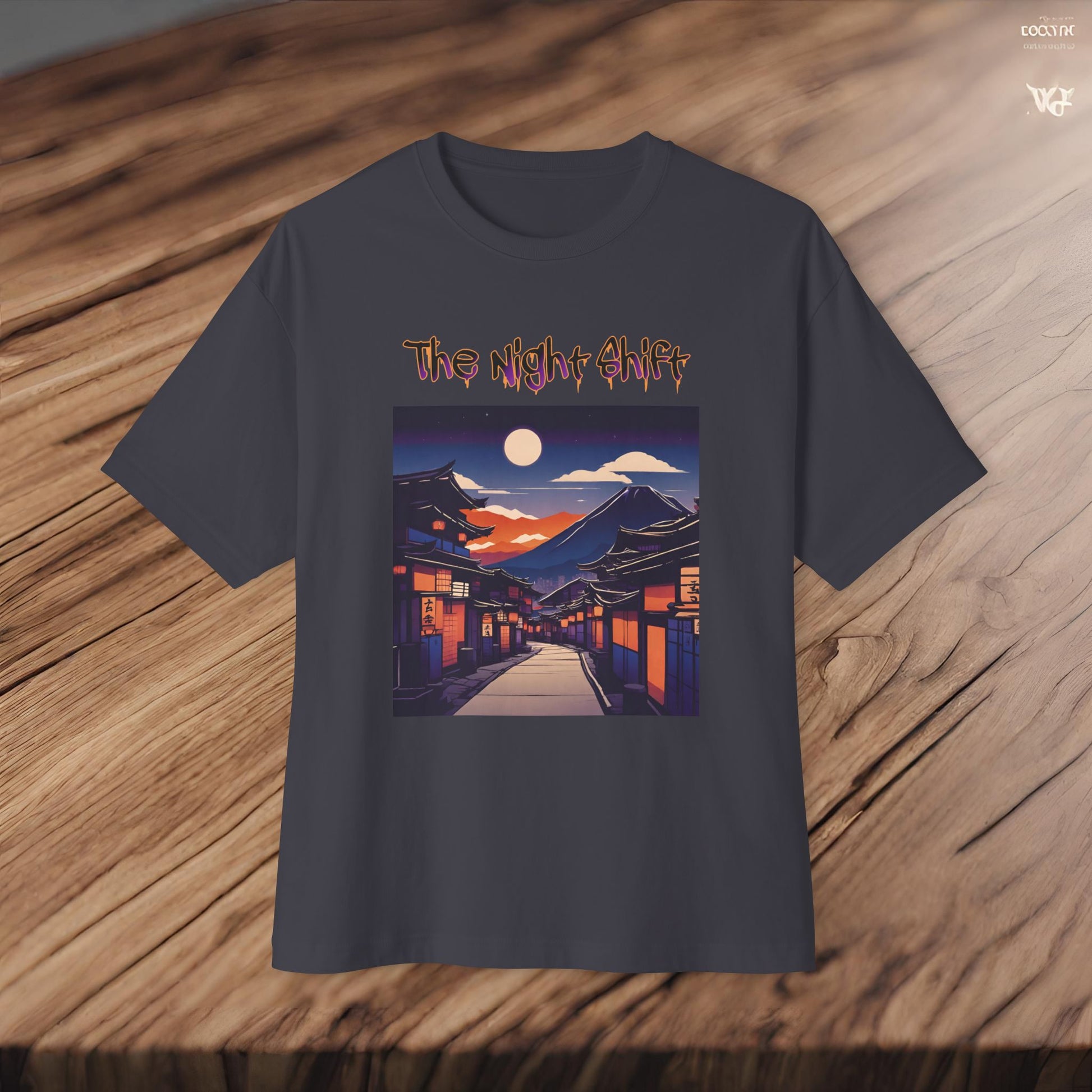 Volcanic Japanese Traditional Village-Premium, Ultra Soft Unisex Oversized Boxy Tee Printify by The Night Shift Automotive Apparel