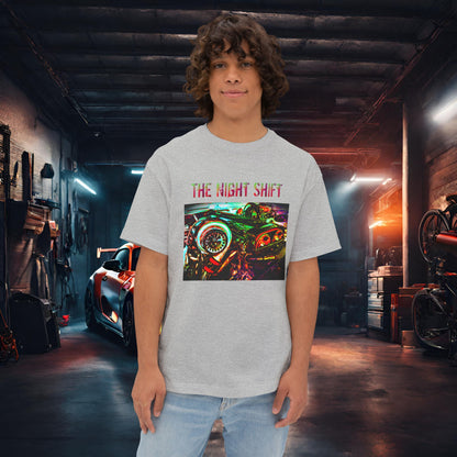 2JZ-GTE Single Turbo Synthwave-Premium, Ultra Soft Unisex Oversized Boxy Tee Athletic Heather Printify by The Night Shift Automotive Apparel