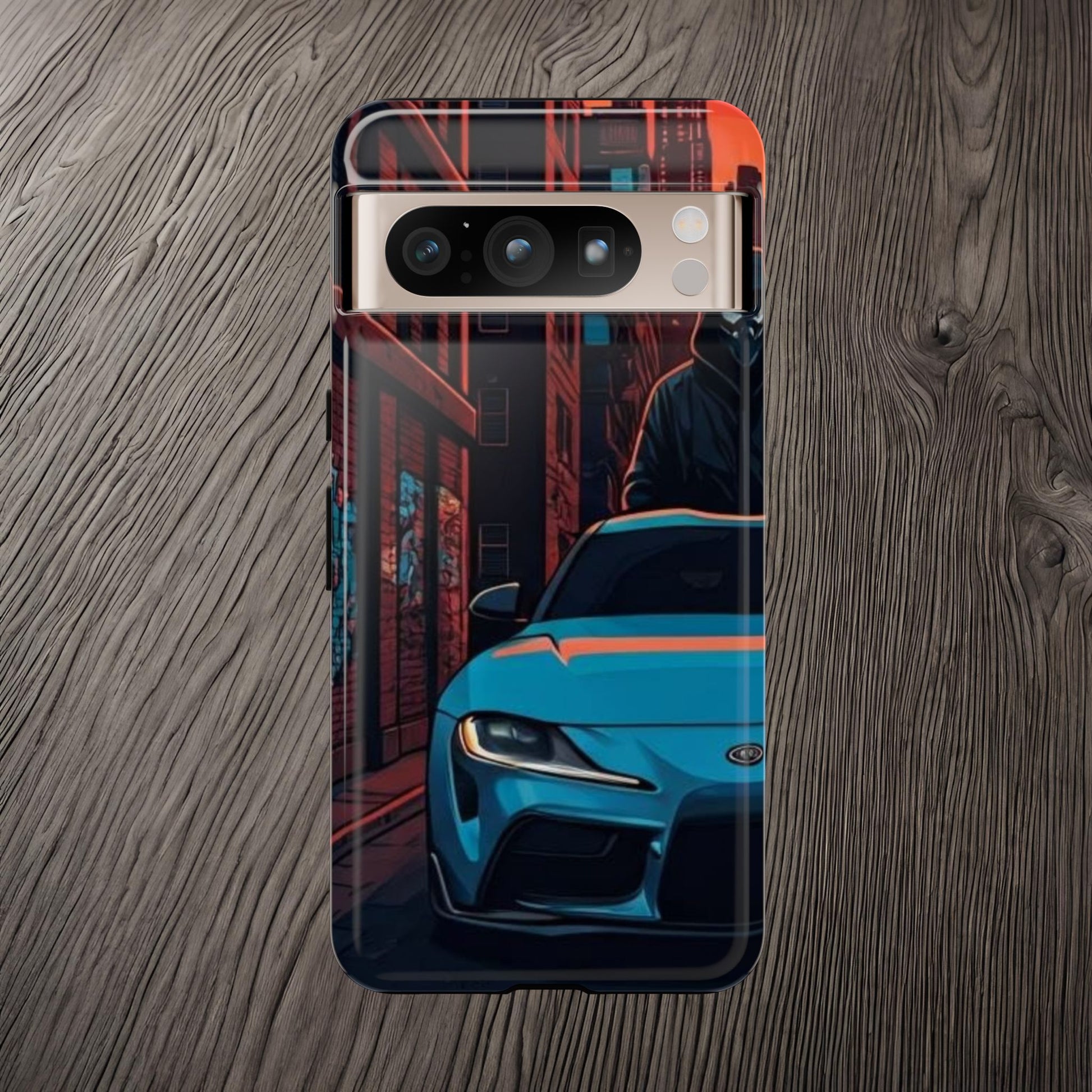 Toyota Supra MK-V Street Life-Dual Layer Ultra Tough Phone Case Google Pixel 8 Pro Glossy Printify by The Night Shift Automotive Apparel
