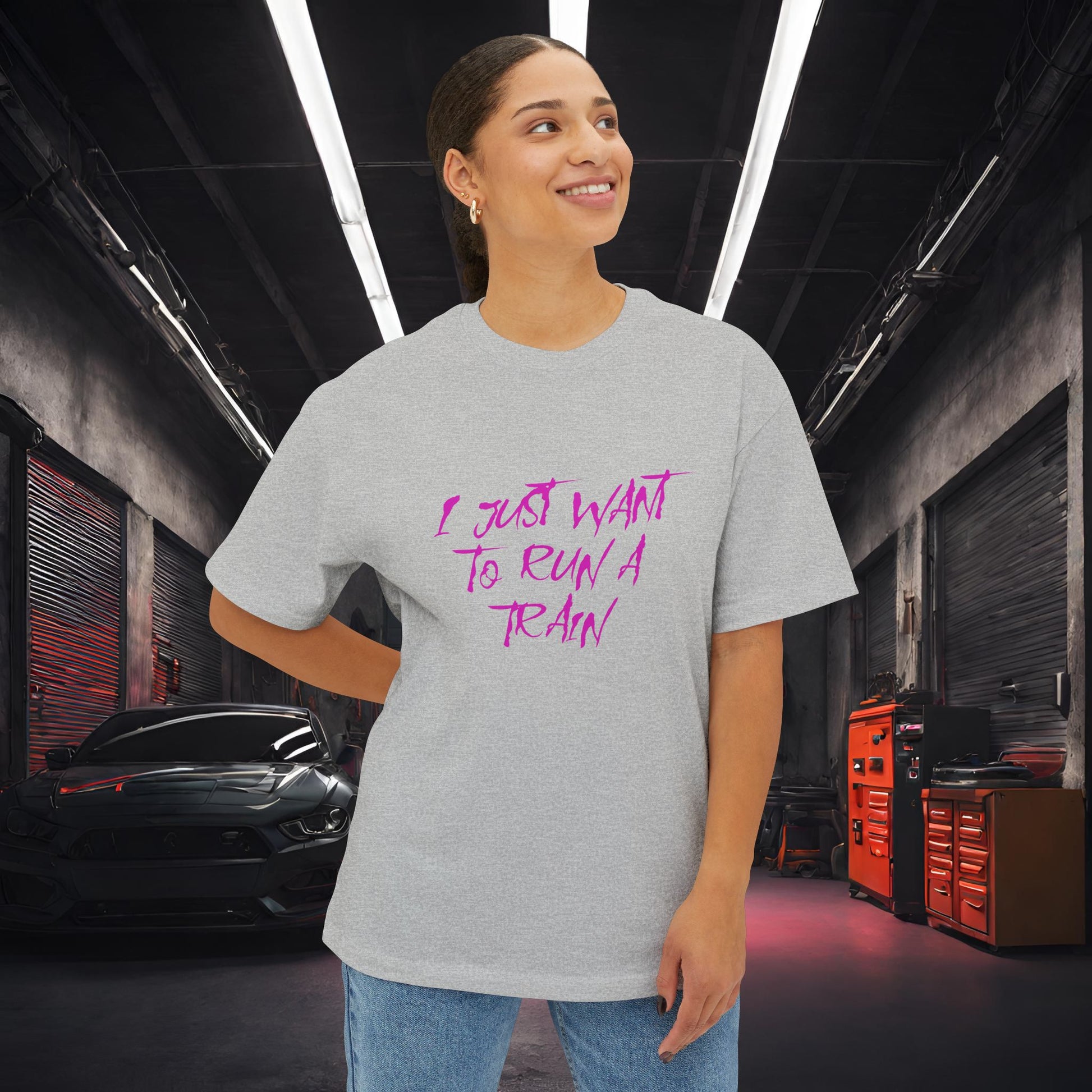 I Just Want To Run A Train-Premium, Ultra Soft Unisex Oversized Boxy Tee Printify by The Night Shift Automotive Apparel