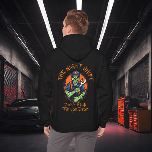 The Night Shift Zombie Mechanic Logo-Ultra Soft, Premium Hoodie Black Printify by The Night Shift Automotive Apparel
