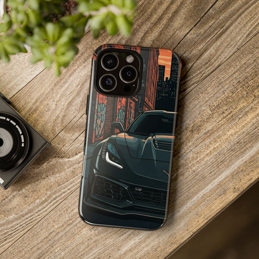Chevy Corvette C7 Street Life-Dual Layer Ultra Tough Phone Case iPhone 16 Pro Max Glossy Printify by The Night Shift Automotive Apparel