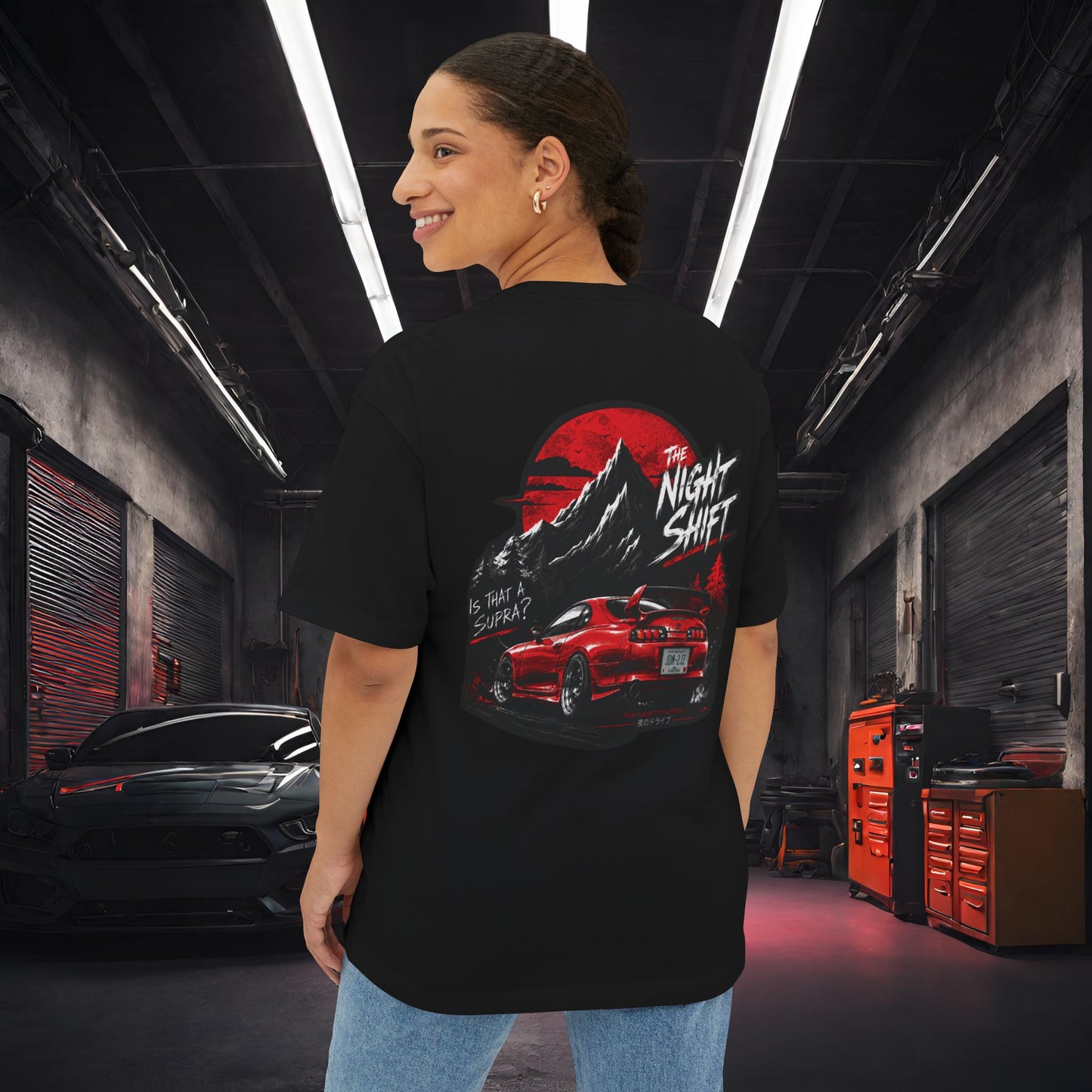 Toyota Supra MK-4 Owners Custom-Premium, Ultra Soft Unisex Oversized Boxy Tee Printify by The Night Shift Automotive Apparel
