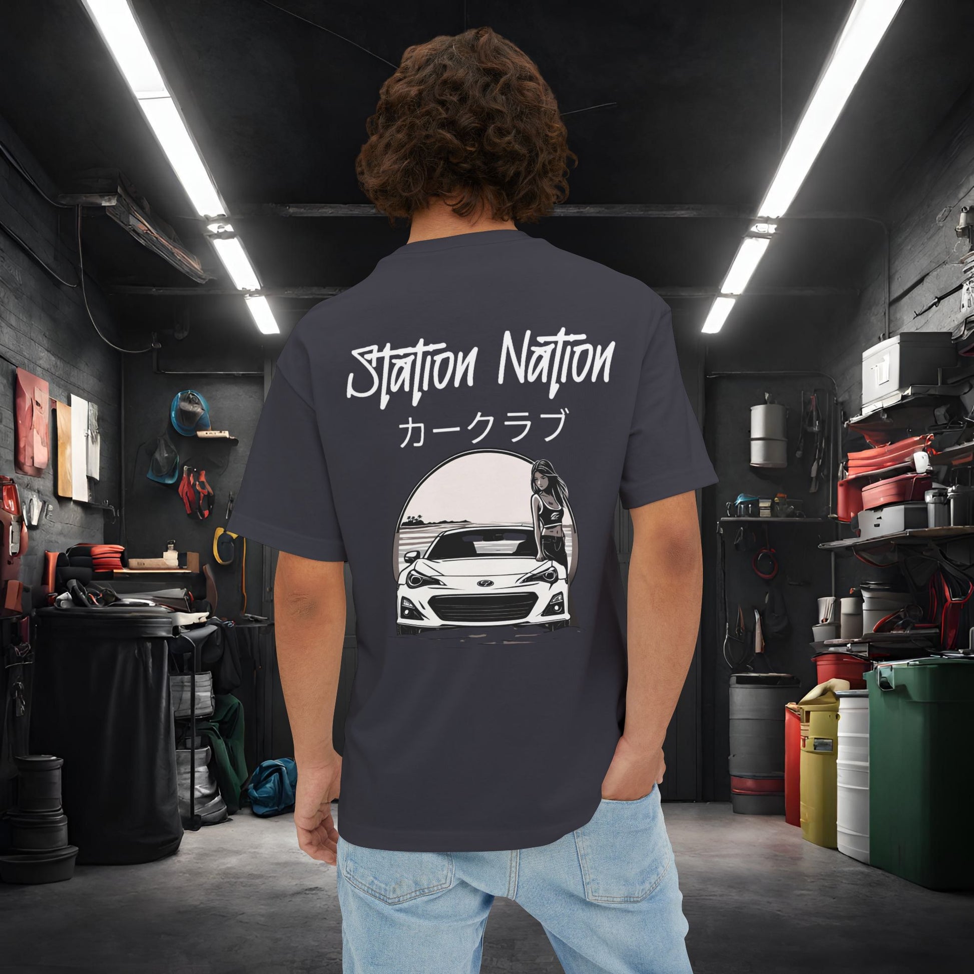 Station Nation-Premium, Ultra Soft Unisex Oversized Boxy Tee Printify by The Night Shift Automotive Apparel