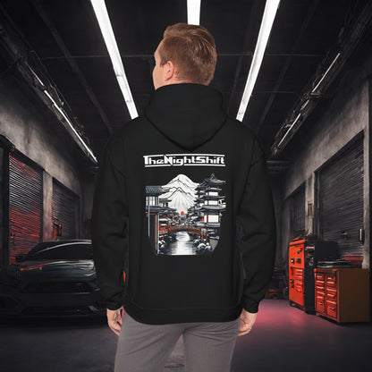 Mt Fuji-Ultra Soft, Premium Hoodie Black Printify by The Night Shift Automotive Apparel