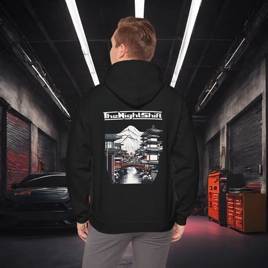Mt Fuji-Ultra Soft, Premium Hoodie Black Printify by The Night Shift Automotive Apparel