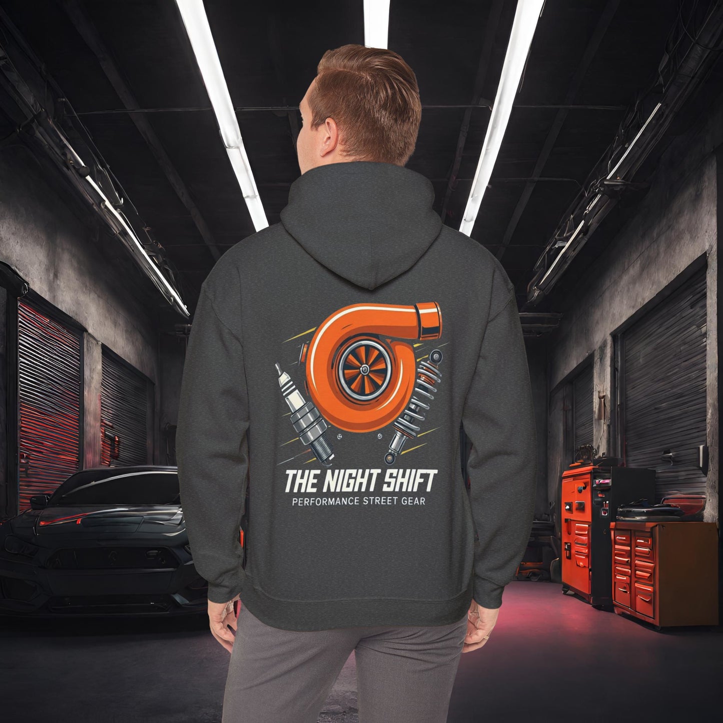The Night Shift Essentials-Ultra Soft, Premium Hoodie Dark Heather Printify by The Night Shift Automotive Apparel