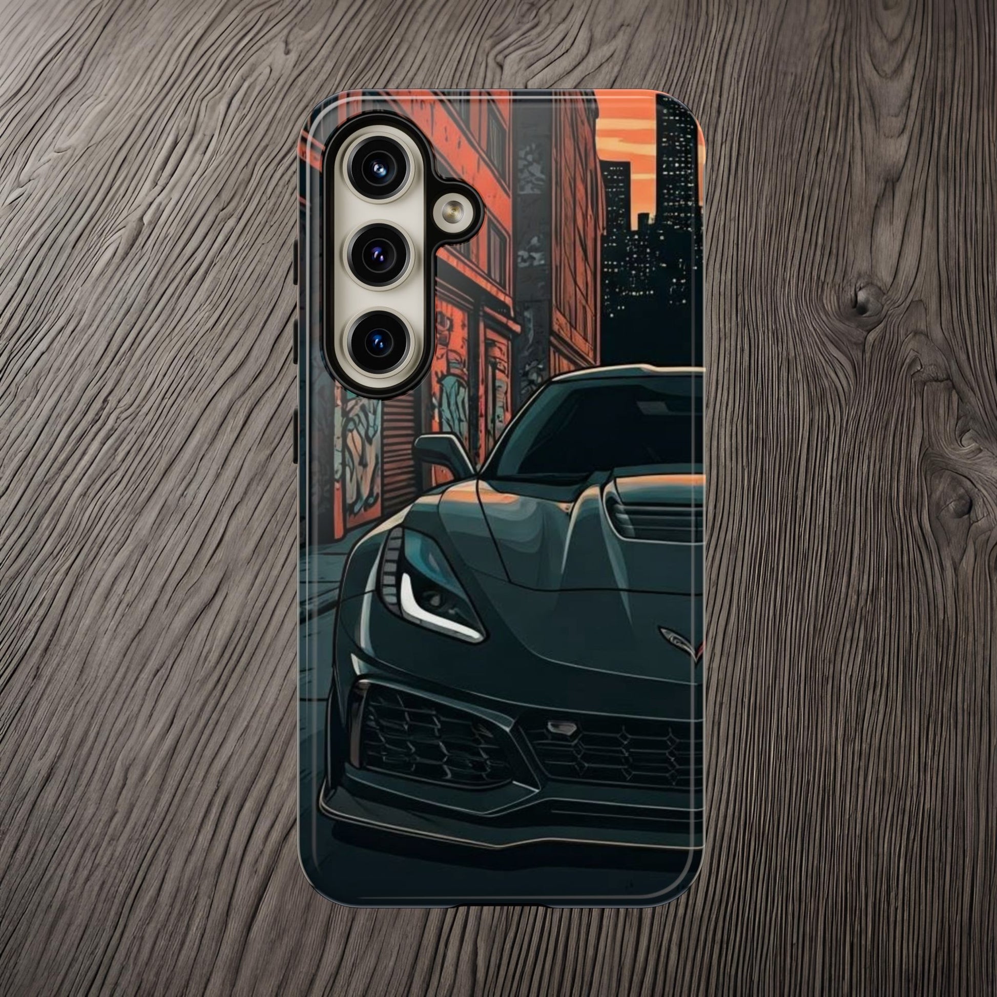 Chevy Corvette C7 Street Life-Dual Layer Ultra Tough Phone Case Samsung Galaxy S24 Glossy Printify by The Night Shift Automotive Apparel