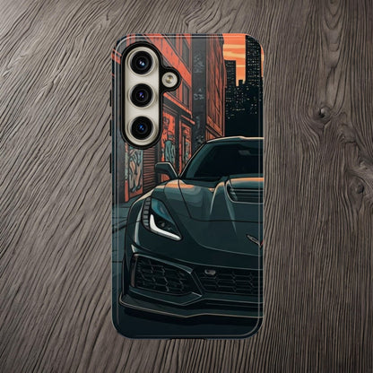 Chevy Corvette C7 Street Life-Dual Layer Ultra Tough Phone Case Samsung Galaxy S24 Glossy Printify by The Night Shift Automotive Apparel