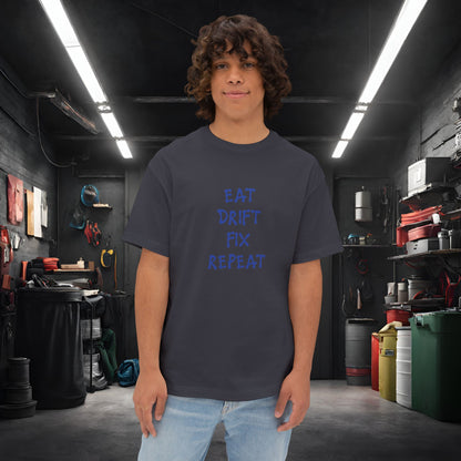 Eat, Drift, Fix, Repeat. I'll Sleep When I'm Dead-Premium, Ultra Soft Unisex Oversized Boxy Tee Dark Grey Printify by The Night Shift Automotive Apparel