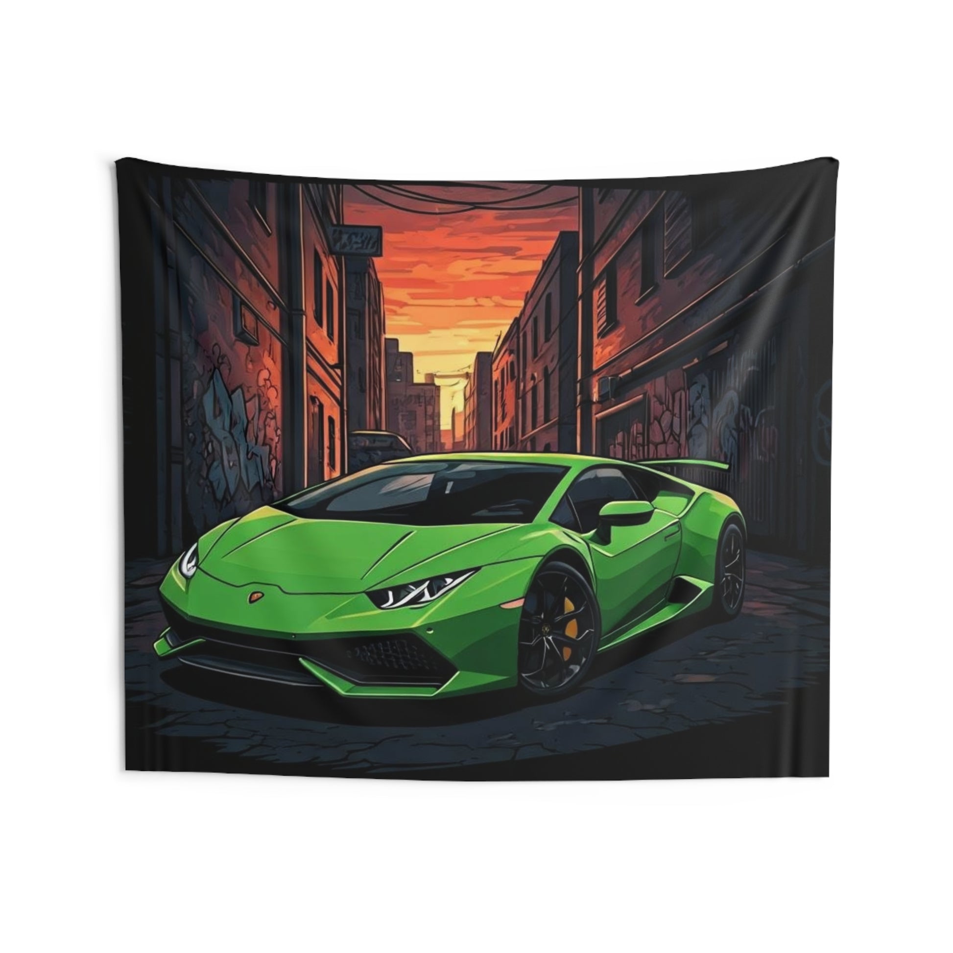 Lamborghini Huracan Indoor Wall Tapestries - Shop Banner 80" × 68" Printify by The Night Shift Automotive Apparel