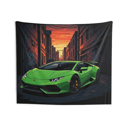 Lamborghini Huracan Indoor Wall Tapestries - Shop Banner 80" × 68" Printify by The Night Shift Automotive Apparel