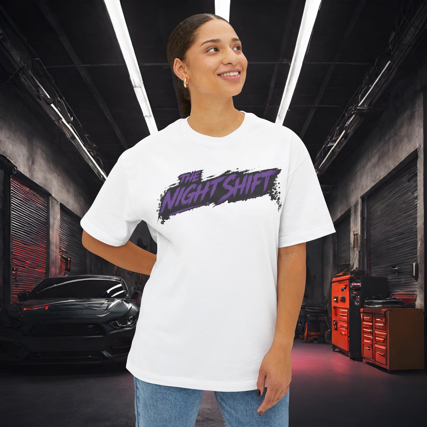 Nissan 240sx S13 Lawless Tendencies-Premium, Ultra Soft Unisex Oversized Boxy Tee Printify by The Night Shift Automotive Apparel