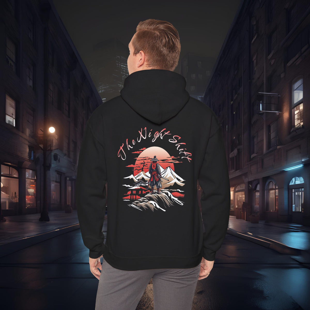 Samurai-Ultra Soft, Premium Hoodie Black Printify by The Night Shift Automotive Apparel