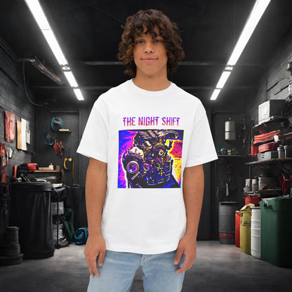 13B-REW Synthwave-Premium, Ultra Soft Unisex Oversized Boxy Tee White Printify by The Night Shift Automotive Apparel