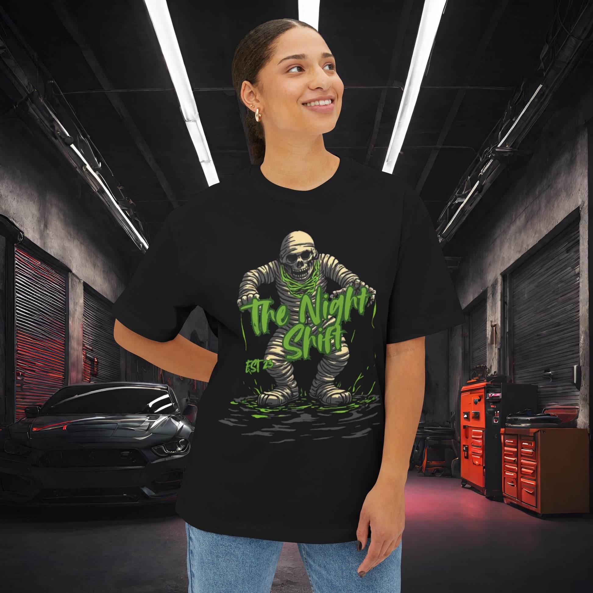The Night Shift-Premium, Ultra Soft Unisex Oversized Boxy Tee Printify by The Night Shift Automotive Apparel