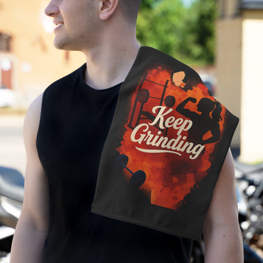 Keep Grinding-Gym Towel( 11x18) White 11" × 18" Printify by The Night Shift Automotive Apparel