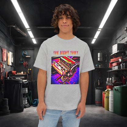 4G63 Synthwave-Premium, Ultra Soft Unisex Oversized Boxy Tee Athletic Heather Printify by The Night Shift Automotive Apparel