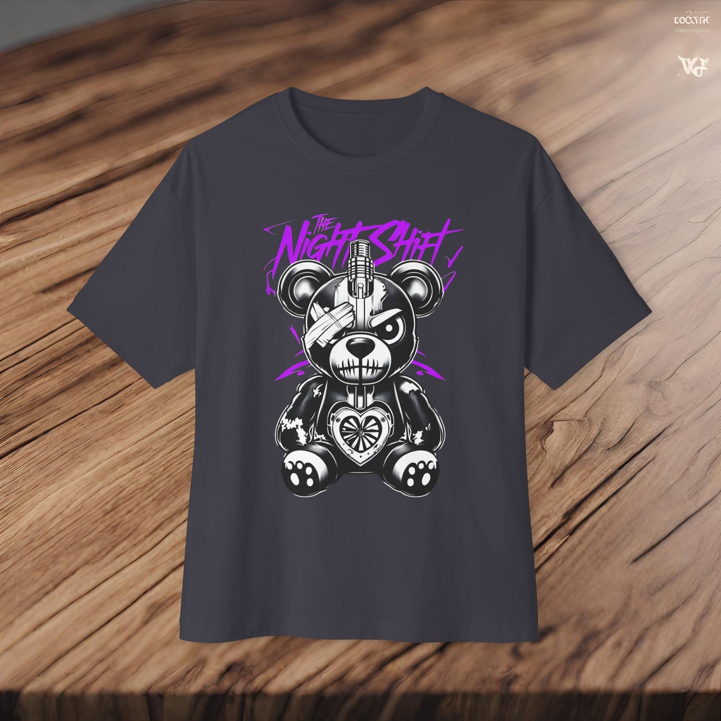 The Night Shift Tattered Teddy-Premium, Ultra Soft Unisex Oversized Boxy Tee Printify by The Night Shift Automotive Apparel