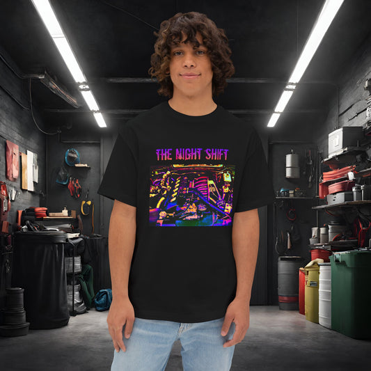 S50B32 Synthwave-Premium, Ultra Soft Unisex Oversized Boxy Tee Black Printify by The Night Shift Automotive Apparel