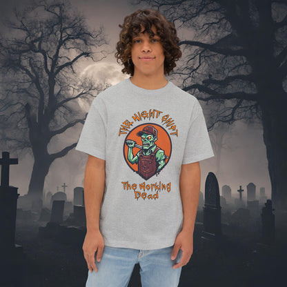 The Night Shift Zombie Mechanic-Premium, Ultra Soft Unisex Oversized Boxy Tee Athletic Heather Printify by The Night Shift Automotive Apparel