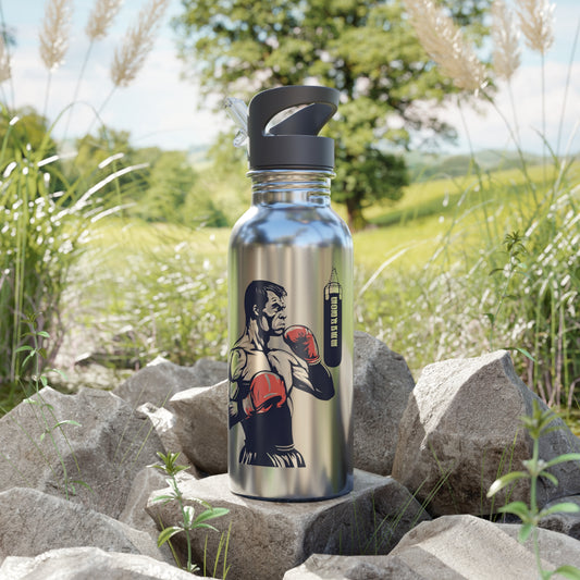 Stainless Steel Water Bottle With Straw, 20oz 20oz Silver Printify by The Night Shift Automotive Apparel