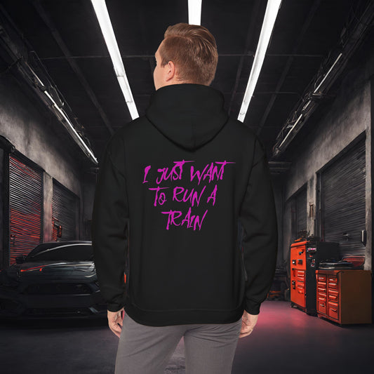 I Just Want To Run A Train-Ultra Soft, Premium Hoodie Black Printify by The Night Shift Automotive Apparel