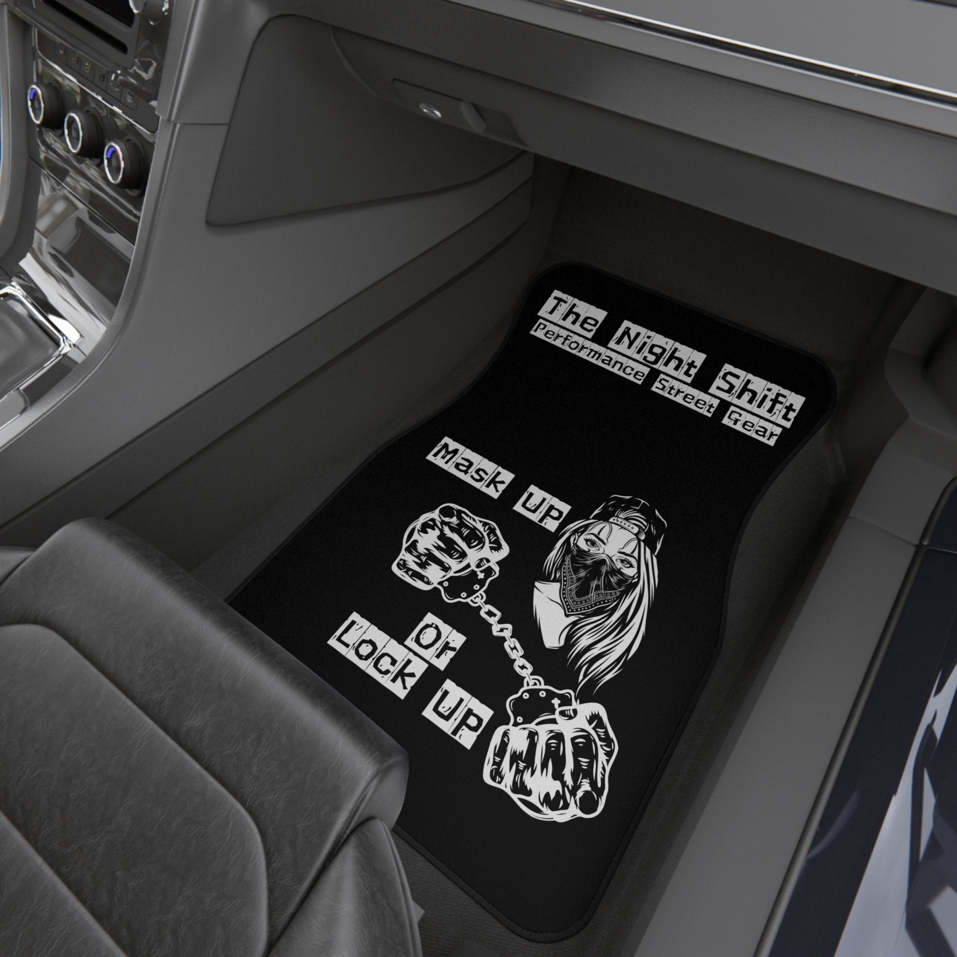 Mask Up Or Lock Up-Premium, High Quality Car Floor Mats (Set of 4) Set of 4 Printify by The Night Shift Automotive Apparel