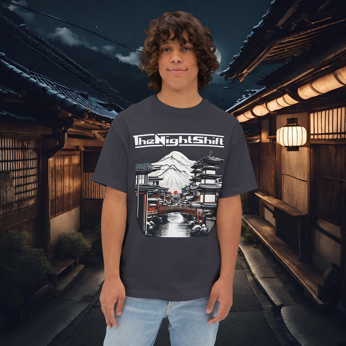 Mt Fuji-Premium, Ultra Soft Unisex Oversized Boxy Tee Dark Grey Printify by The Night Shift Automotive Apparel