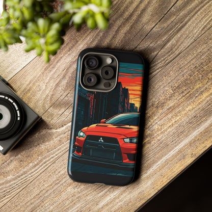 Mitsubishi Evo X Street Life-Dual Layer Ultra Tough Phone Case iPhone 15 Pro Glossy Printify by The Night Shift Automotive Apparel