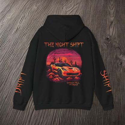 Drift, Shift Chevy Corvette C7 Graveyard- Ultra Soft, Premium Hoodie Printify by The Night Shift Automotive Apparel