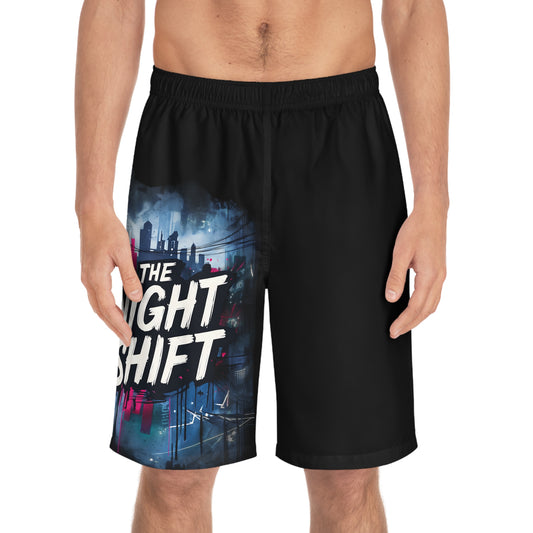 The Night Shift - Men's Relaxed Fit Board Shorts Seam thread color automatically matched to design Printify by The Night Shift Automotive Apparel