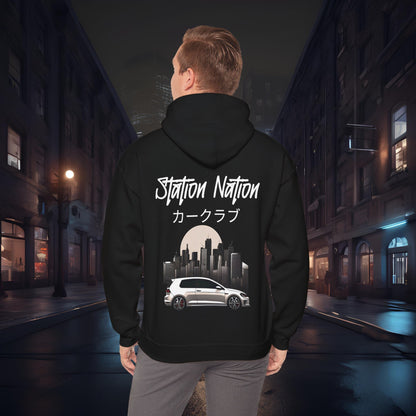 Station Nation-Ultra Soft, Premium Hoodie Black Printify by The Night Shift Automotive Apparel