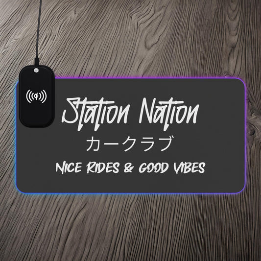 Station Nation-LED Gaming Mouse Pad with Wireless Charging 23.6" × 11.8" Rectangle 15W Printify by The Night Shift Automotive Apparel