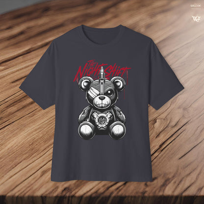 The Night Shift Tattered Teddy-Premium, Ultra Soft Unisex Oversized Boxy Tee Printify by The Night Shift Automotive Apparel