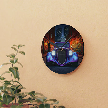 1930's Ford 3 Window Turtleback Coupe Street Life-Acrylic Wall Clock