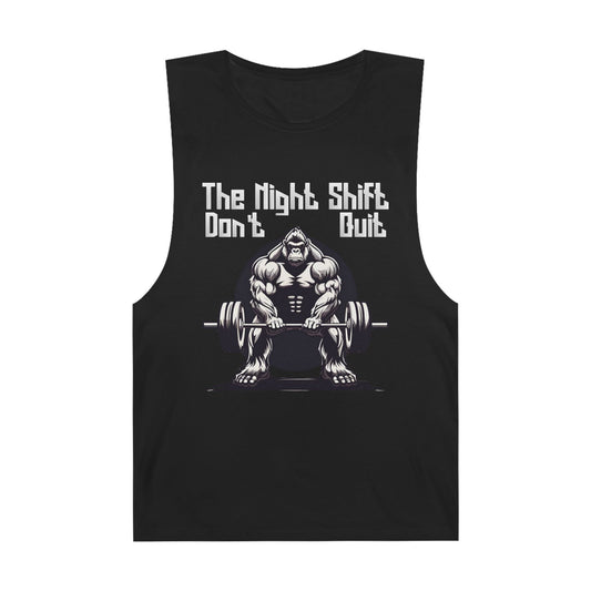 Don't Quit - Gorilla Body Builder - Premium Unisex Barnard Tank Top Black Printify by The Night Shift Automotive Apparel