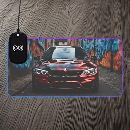 BMW M3/M4 Street Life-LED Gaming Mouse Pad with Wireless Charging 23.6" × 11.8" Rectangle 15W Printify by The Night Shift Automotive Apparel