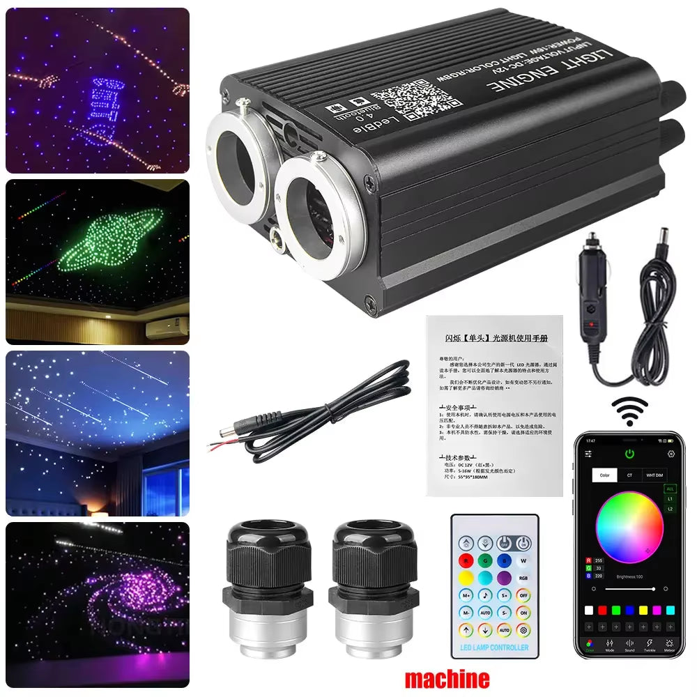 32W Dual Port Fiber Optic Starlight Headliner Kit with Meteor Effect APP