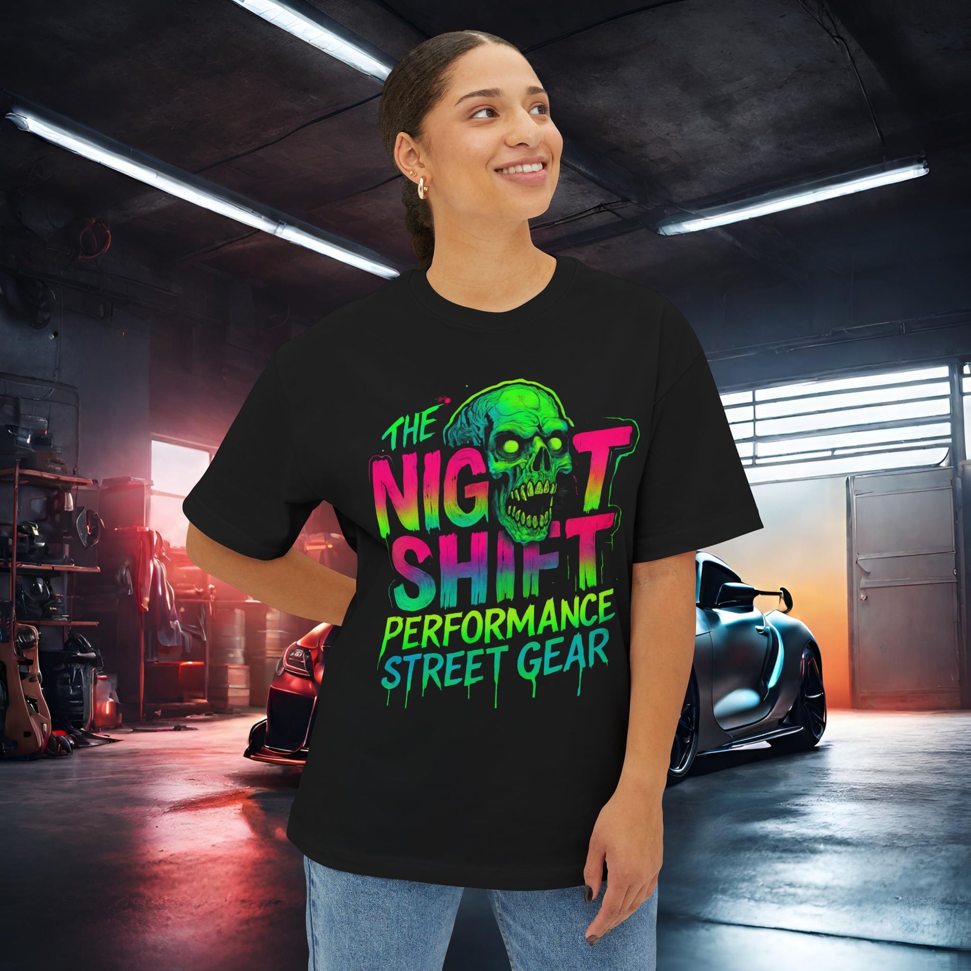 The Night Shift-Premium, Ultra Soft Unisex Oversized Boxy Tee Printify by The Night Shift Automotive Apparel