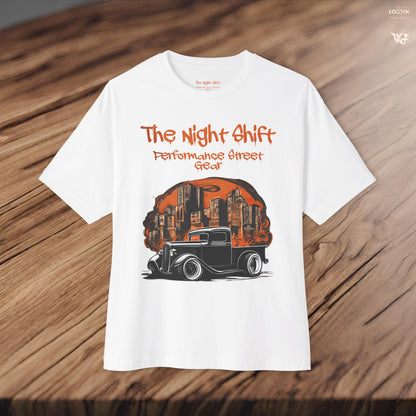 1930's Hot Rod Pick Up Urban Streets-Premium, Ultra Soft Unisex Oversized Boxy Tee Printify by The Night Shift Automotive Apparel