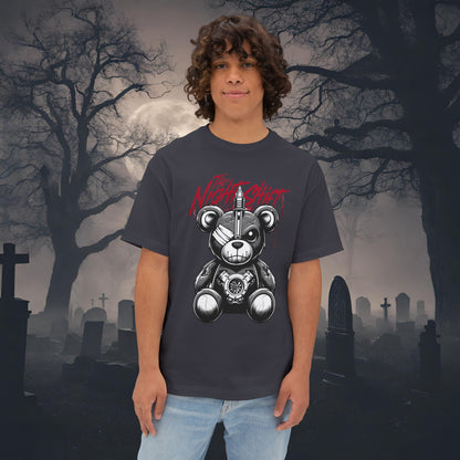 The Night Shift Tattered Teddy-Premium, Ultra Soft Unisex Oversized Boxy Tee Dark Grey Printify by The Night Shift Automotive Apparel