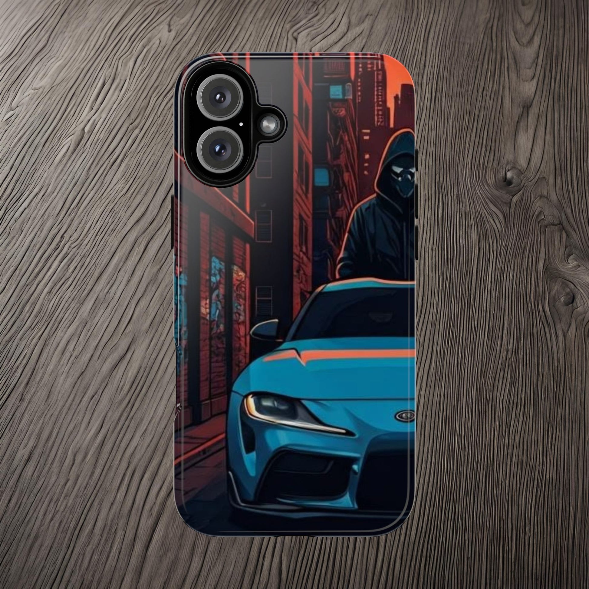 Toyota Supra MK-V Street Life-Dual Layer Ultra Tough Phone Case iPhone 16 Plus Glossy Printify by The Night Shift Automotive Apparel