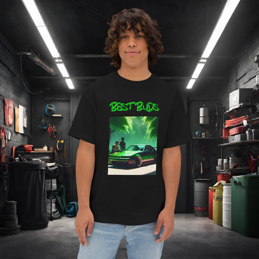Best Buds-Premium, Ultra Soft Unisex Oversized Boxy Tee Black Printify by The Night Shift Automotive Apparel