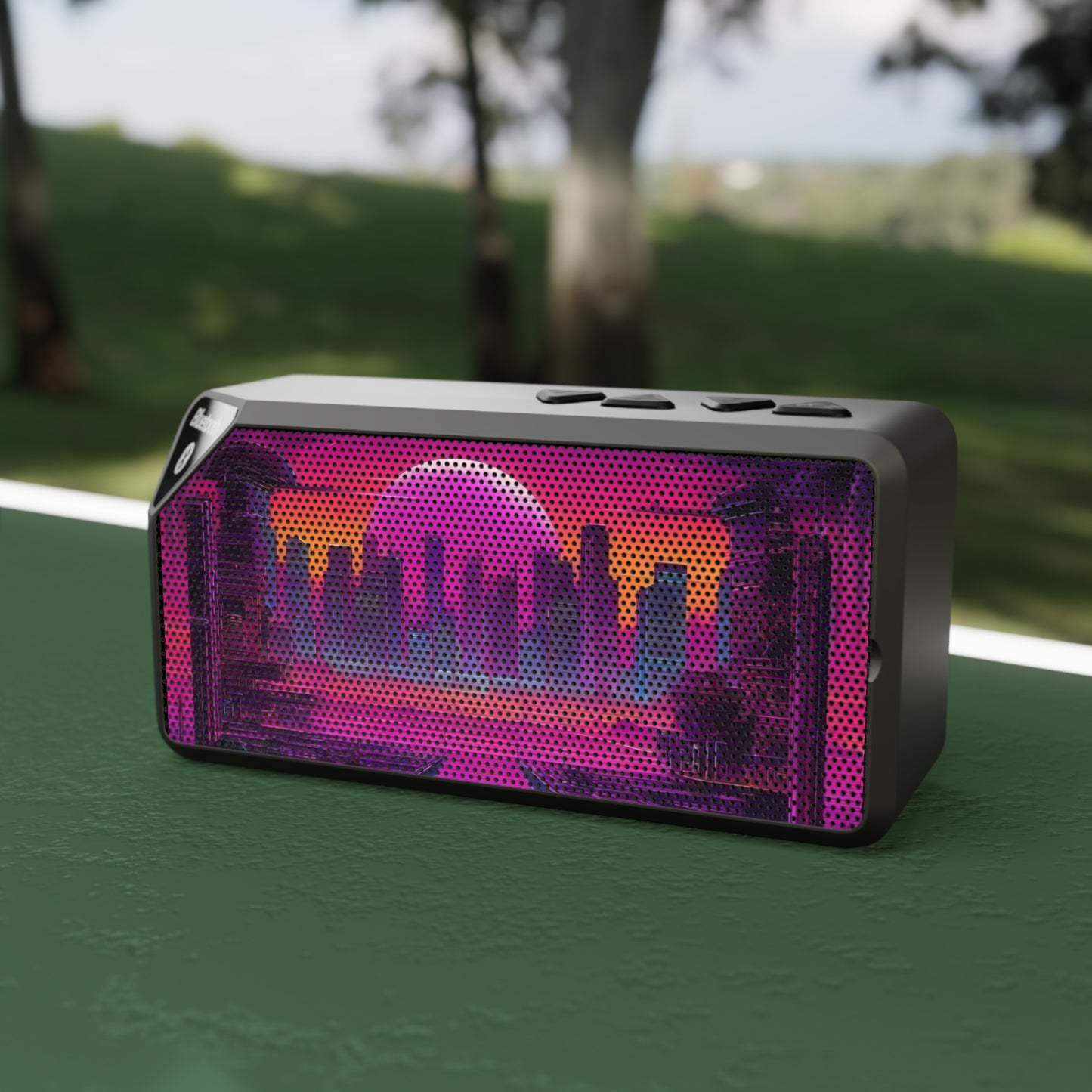 Sunset Synthwave-Jabba Bluetooth Speaker Printify by The Night Shift Automotive Apparel