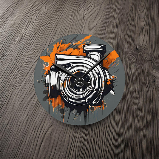 Graffiti Turbo-Acrylic Wall Clock 8'' × 8'' (Round) Printify by The Night Shift Automotive Apparel