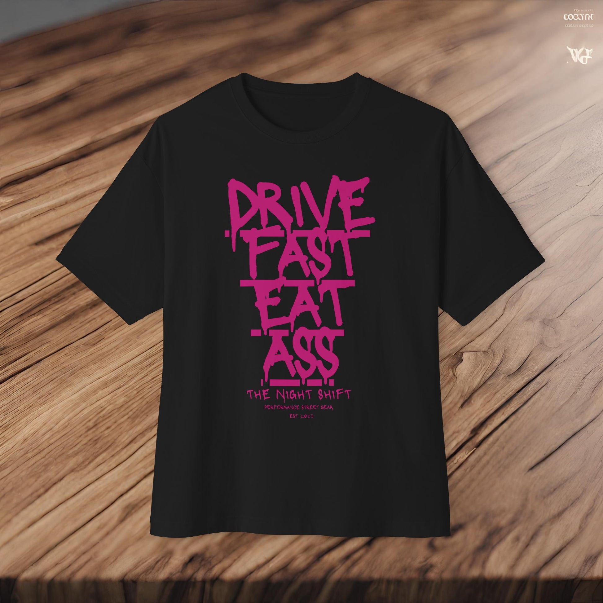 Drive Fast, Eat Ass-Premium, Ultra Soft Unisex Oversized Boxy Tee Printify by The Night Shift Automotive Apparel